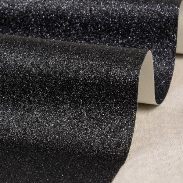 50x70 cm Zuschnitt Glitzerfolie Schwarz